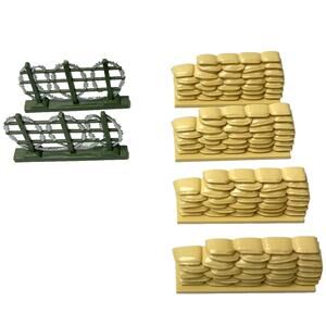 6 PCS Military Defense Toys Plastic Sandbag Barricade & Barbed Wire Fence Set